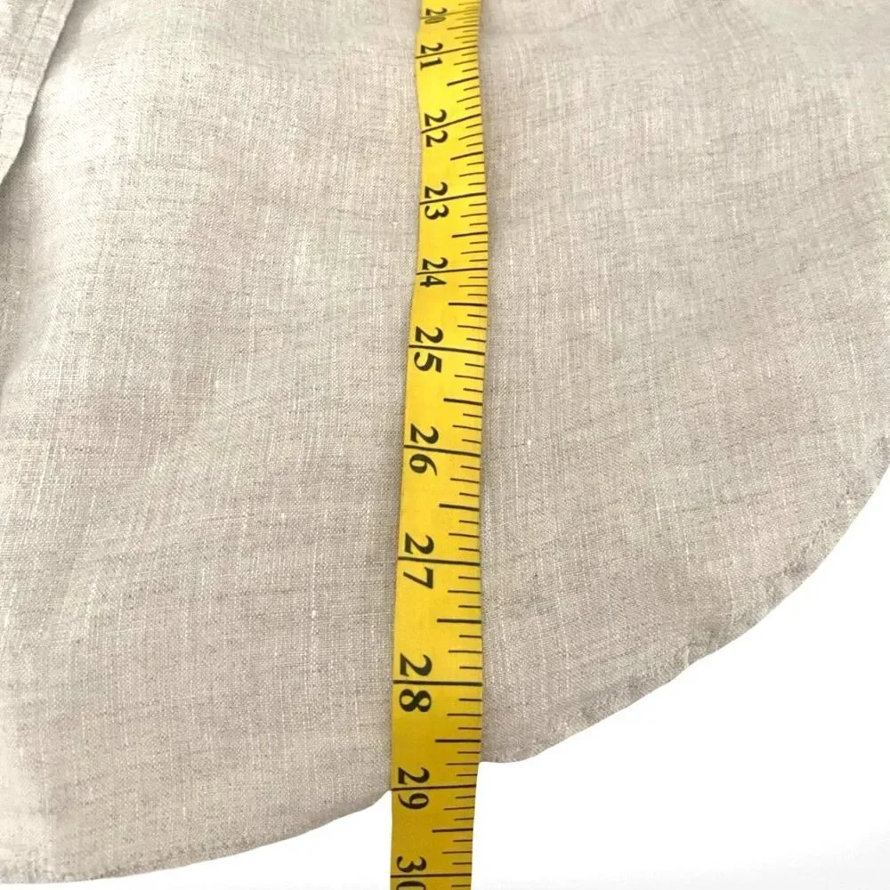 Talbots 100% Linen Natural Tunic Top Button Down Shirt LP Relaxed Coastal Beach